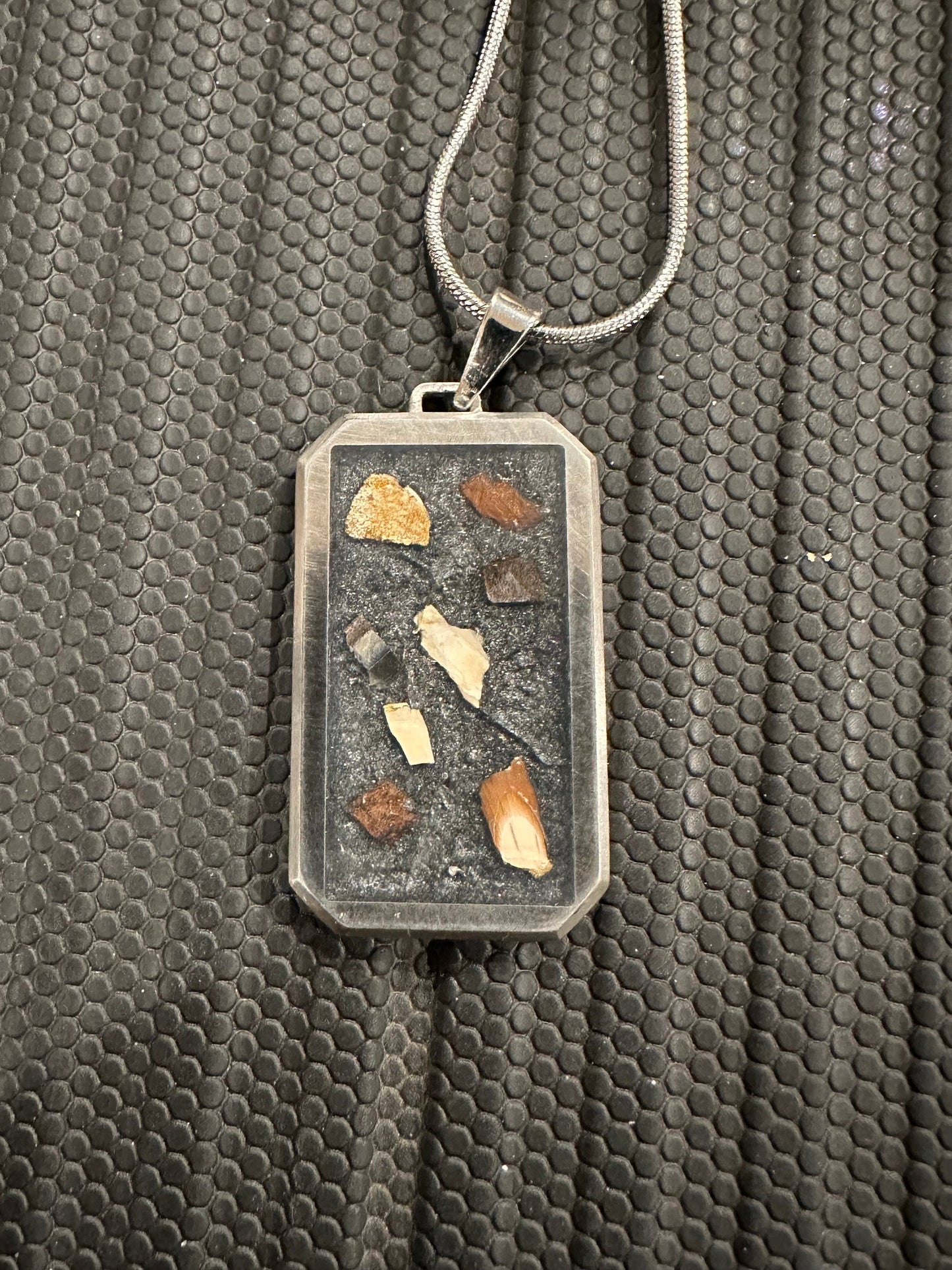 Jurassic Park inspired Titanium Inlay Fossil Pendant