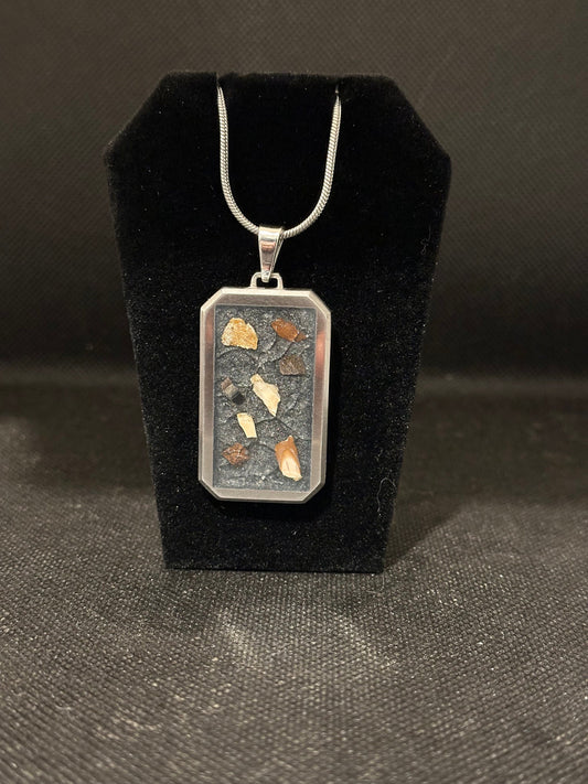 Jurassic Park inspired Titanium Inlay Fossil Pendant