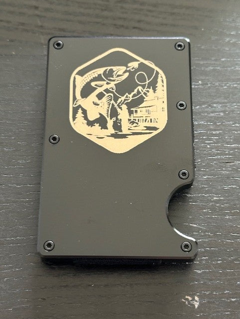 Metal Card Wallet Etched with Fly Fishing Image
